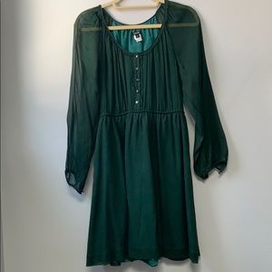 JCrew green silk  blouse dress